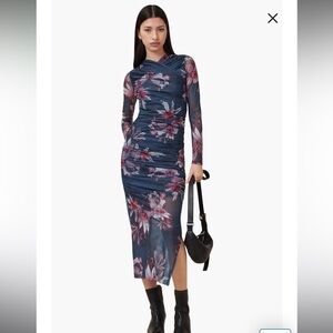 🆕 AllSaints Hanako Mesh Dress in Adena Deep Blue